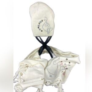 Baby Phat White & Silver Embroidery Scarf & Hat